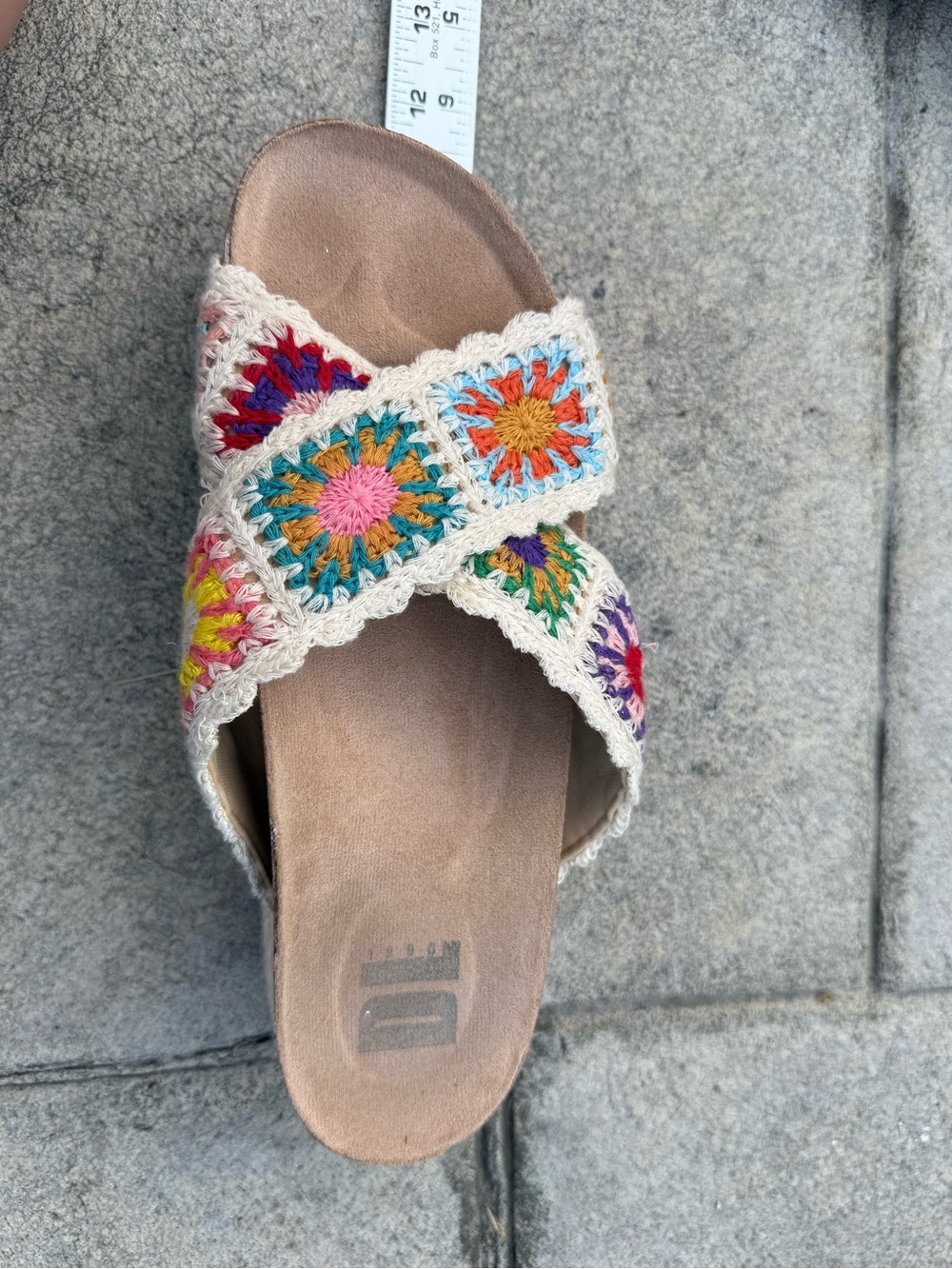 D L 1990 Woven Crochet Cross-Strap Slide Sandals - Multicolor Floral 9 40 S 169 - Picture 7 of 10
